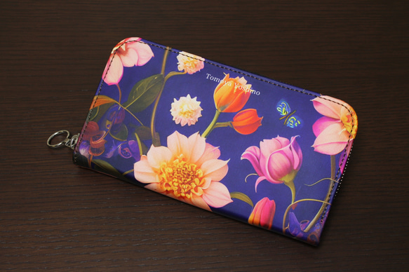 神秘的で宇宙のような深海が美しい孔雀の細胞模様 長財布ポーチ 本革 mm 本革 フルオープン