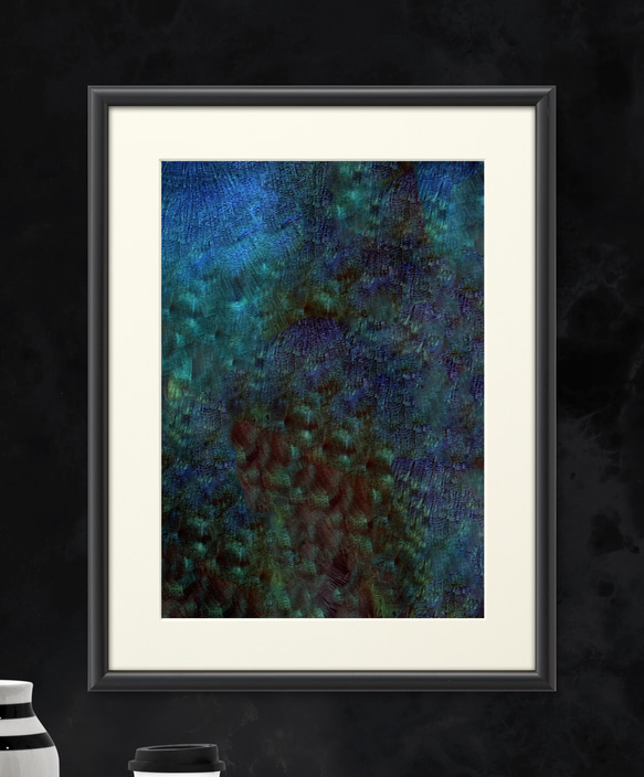 神秘的で宇宙のような深海が美しい孔雀の細胞模様 長財布ポーチ 本革 mm 本革 フルオープン