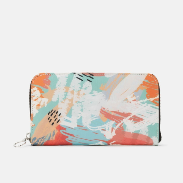 神秘的で宇宙のような深海が美しい孔雀の細胞模様 長財布ポーチ 本革 mm 本革 フルオープン