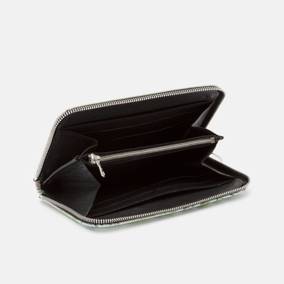 神秘的で宇宙のような深海が美しい孔雀の細胞模様 長財布ポーチ 本革 mm 本革 フルオープン