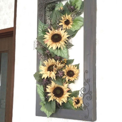 限定出品　　向日葵のフレーム　ひまわり大好きな方　壁面ディスプレイに最適　アーティフィシャルフラワー仕様　　 5枚目の画像