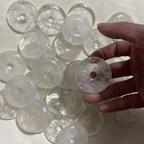 天然石パーツ ピーディスク クリスタルクォーツ水晶 ドーナツ型 ti-p