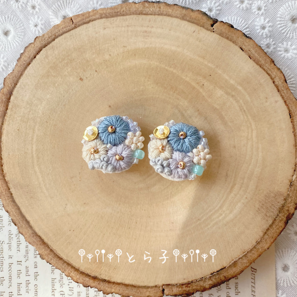 アクセサリー♪刺繍イヤリング♪ 1枚目の画像