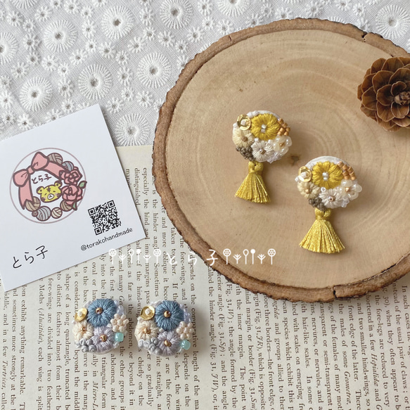 アクセサリー♪刺繍イヤリング♪ 4枚目の画像