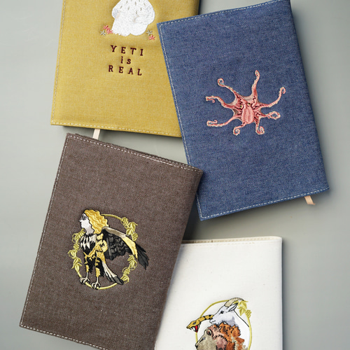 四六版 サイズ】ワンポイント刺繍 ブックカバー 日本製 ブック 四六版 サイズ】ワンポイント刺繍 ブックカバー 日本製 ブック