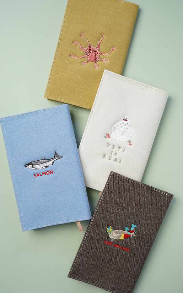新書サイズ】ワンポイント刺繍 ブックカバー 日本製 ブック
