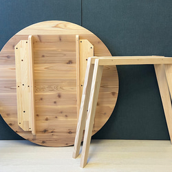 【オーダー】 テーブル 丸形 100cm 杉 木製組立脚 12枚目の画像