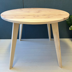 【オーダー】 テーブル 丸形 100cm 杉 木製組立脚 6枚目の画像