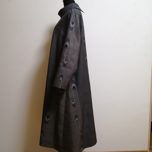 249 手染め大輔 着物リメイク 大島 ワンピース ストール付