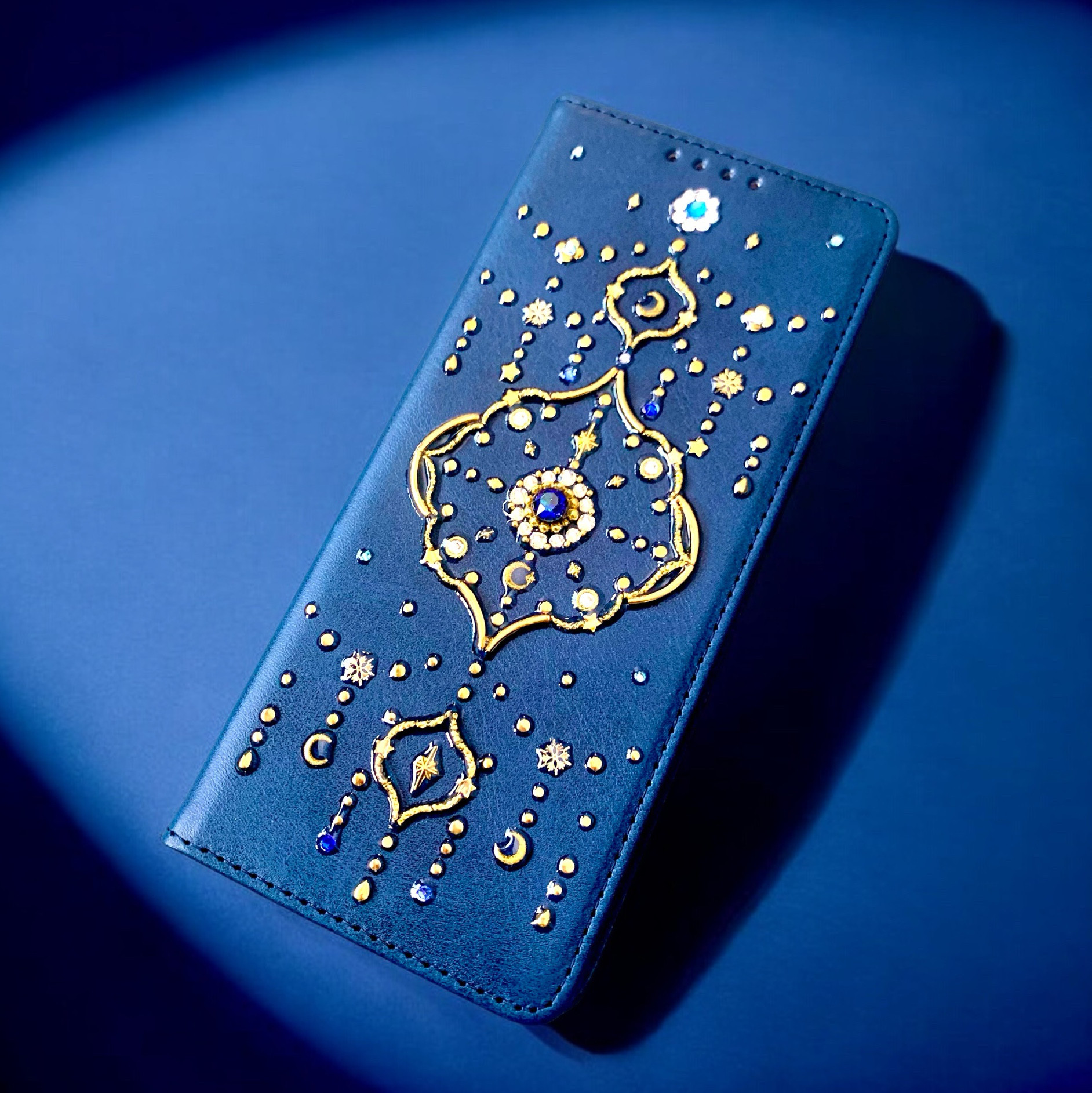 【ほぼ全機種制作可】ネイビーの手帳型ケース 銀河鉄道の夜