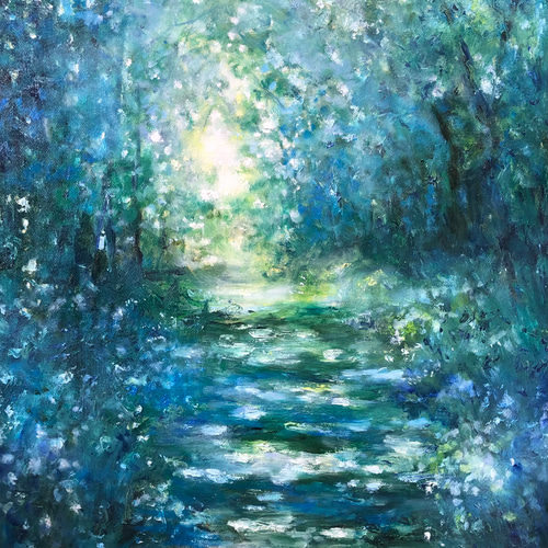 油絵 原画 オリジナル「木漏れ日の道」送料無料 絵画 Masako's 油絵 原画 オリジナル「木漏れ日の道」送料無料 絵画 Masako's