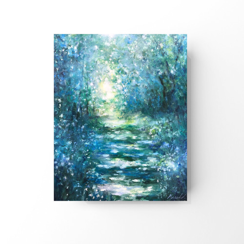 【売り切り御免！】 油絵 原画 オリジナル「木漏れ日の道」送料無料 絵画 Masako's 絵画