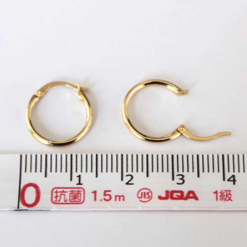 K18YG（18金イエローゴールド ）フープピアス 14mm 1ペア （2