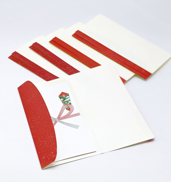 簡易ふくさ / 赤5枚セット / ふところ袋 / 和装 袱紗 月謝入れ お祝い お礼 1枚目の画像