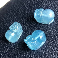 62mm）天然石【⭐️紫雲母】 手彫刻品御守り狐 平安御守りUP