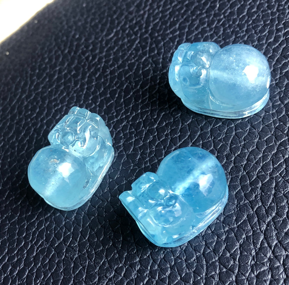 縁起物天然石彫 ☆財を守る神獣「貔貅」（ヒキュウ）4Aアクア