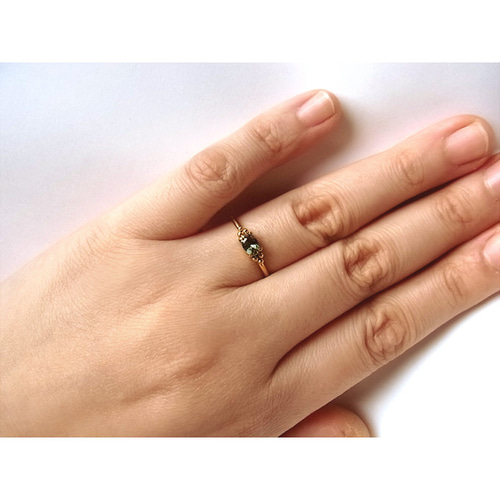 指輪　13号　GF14K　刻印あり　グリーン　ストーン　オーバルカット 指輪 13号 GF14K 刻印あり グリーン ストーン オーバルカット