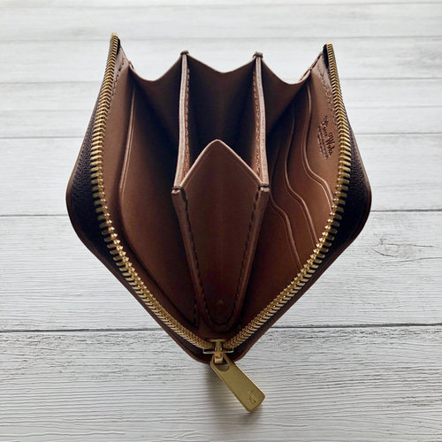 完成品 Horweenシェルコードバン ダークコニャックL字ファスナーミニ