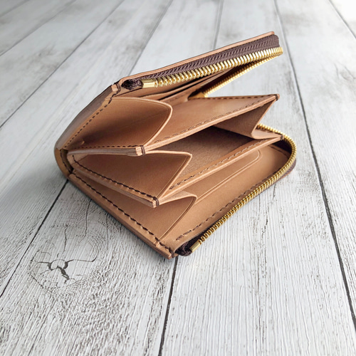 完成品 Horweenシェルコードバン ダークコニャックL字ファスナーミニ