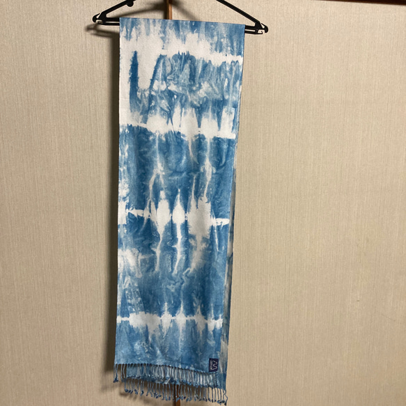 手織りドビー藍絞り染めスカーフ 8枚目の画像