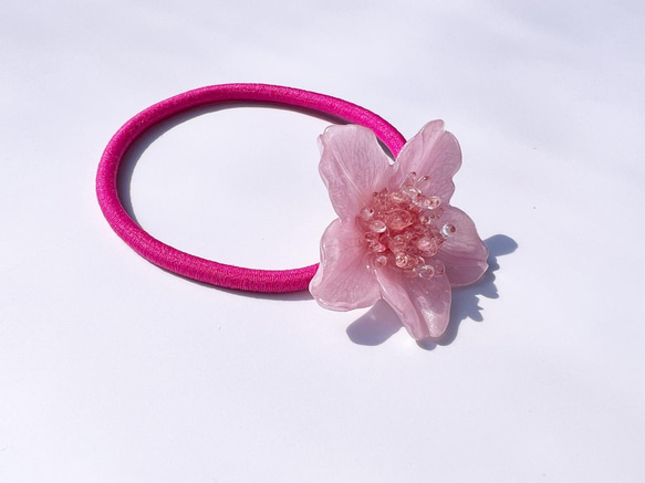 本物の桜 ソメイヨシノ pink×pink② 1輪ヘアゴム◎現品販売 3枚目の画像