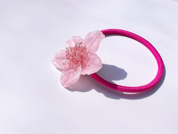 本物の桜 ソメイヨシノ pink×pink② 1輪ヘアゴム◎現品販売 5枚目の画像