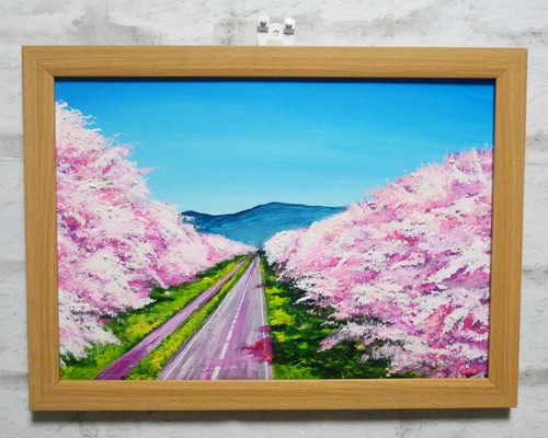春待つ桜 油絵 花の絵 大型90㎝×73㎝ 賞受賞作品 美術品 - 絵画