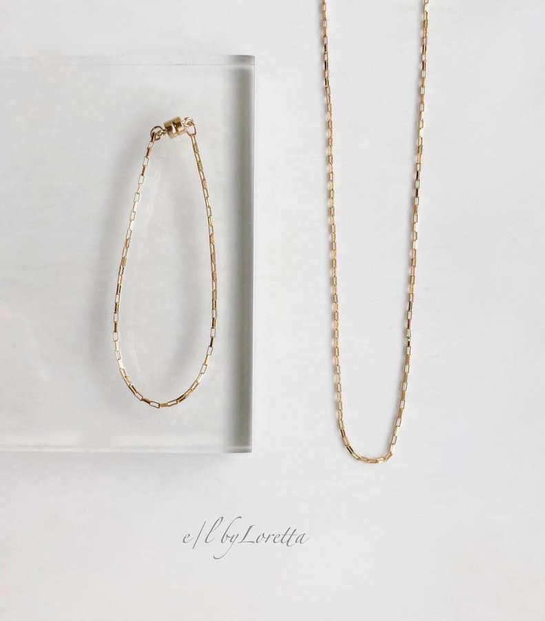 14kgf design chain necklace & bracelet SET