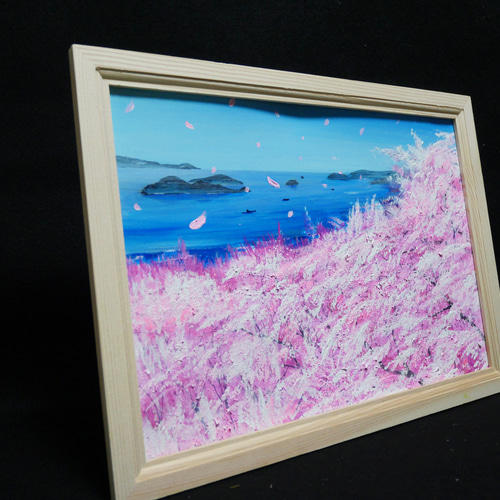 大人気の 油絵 絵画 【桜の海】 絵画/タペストリ - education.semel