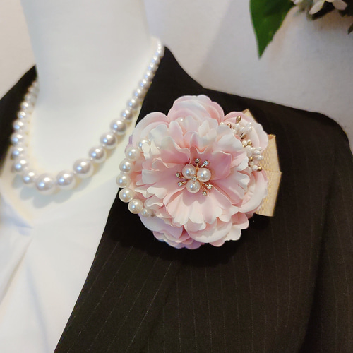 コサージュ ブローチ カメリア フォーマル 卒業 結婚式 入学式 ピンク