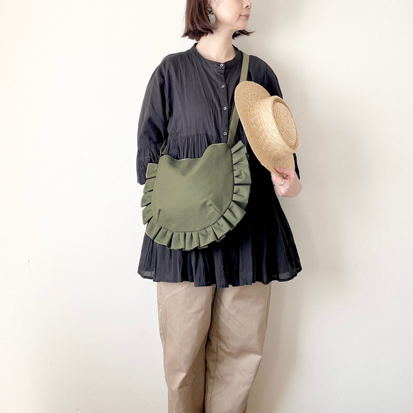 【受注生産】 frill shoulder bag （olivegreen） 3枚目の画像