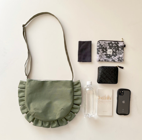 【受注生産】 frill shoulder bag （olivegreen） 8枚目の画像