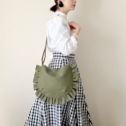 【受注生産】 frill shoulder bag （olivegreen） 1枚目の画像