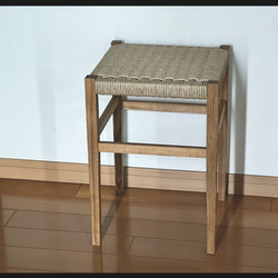 【受注生産】ペーパーコードスツール　和モダン　玄関椅子　ノスタルジック　インテリア　チェア　椅子　無垢材 2枚目の画像