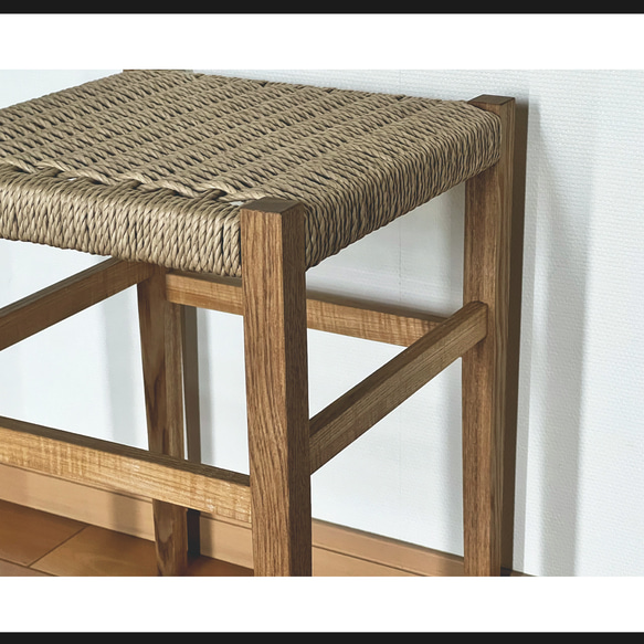 【受注生産】ペーパーコードスツール　和モダン　玄関椅子　ノスタルジック　インテリア　チェア　椅子　無垢材 サイズ変更 当店への配送料金のみお客様のご負担となります