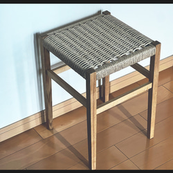 【受注生産】ペーパーコードスツール　和モダン　玄関椅子　ノスタルジック　インテリア　チェア　椅子　無垢材 1枚目の画像
