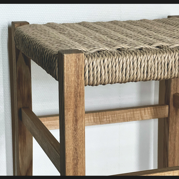 【受注生産】ペーパーコードスツール　和モダン　玄関椅子　ノスタルジック　インテリア　チェア　椅子　無垢材 サイズ変更 当店への配送料金のみお客様のご負担となります