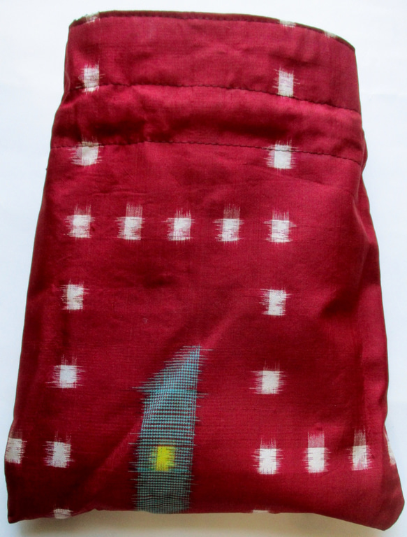 ６９８１　絞りと花柄の着物で作った巾着袋　＃送料無料 12枚目の画像