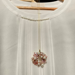 2way　淡水真珠のブローチ・ネックレス 　14kgf　*環桜* 5枚目の画像