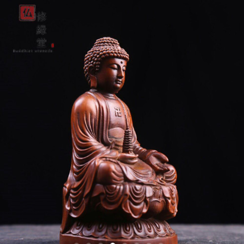 【修縁堂】木彫り 仏像 薬師如来座像 薬師仏 彫刻 一刀彫 仏師で仕上げ品 修縁堂】木彫仏像 薬師如来座像 薬師仏 彫刻 一刀彫 天然木檜材