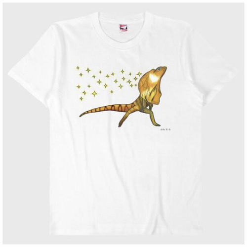 希少　エリマキトカゲ　シャツ エリマキトカゲのTシャツS,M,Lホワイト Tシャツ まくお雑貨店 通販