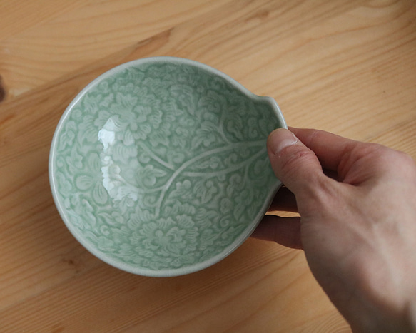 タイ セラドン焼 とり鉢 ボウル 11.5cm 陶磁器 1点 celadon-005 4枚目の画像