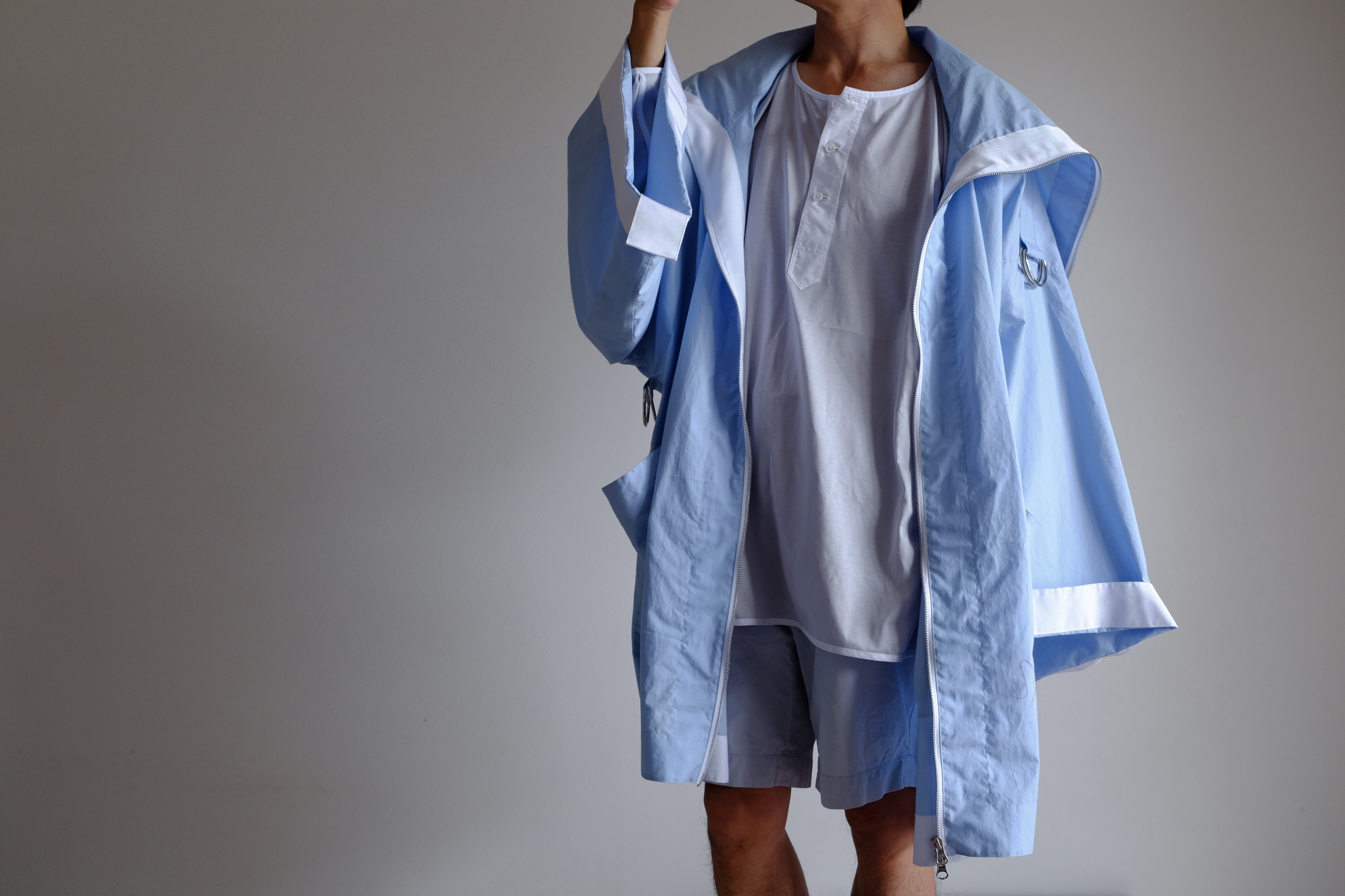 ジップセーラー カデットコート/ コットン タイプライター 【 スカイブルー 】