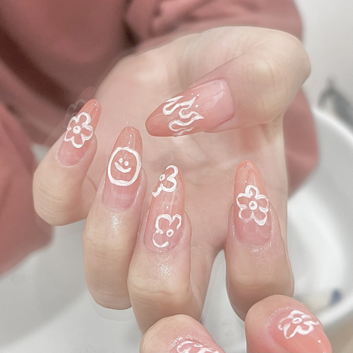 ネイルチップ 量産型 韓国 フレンチガーリー さくらんぼ チェリー