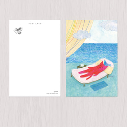 ポストカード2枚セット　赤い猫と青い鳥「ハルとソラ」No.2023-08 2枚目の画像