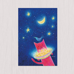 ポストカード2枚セット　赤い猫と青い鳥「ハルとソラ」No.2023-12 5枚目の画像
