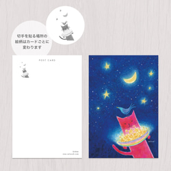 ポストカード2枚セット　赤い猫と青い鳥「ハルとソラ」No.2023-12 3枚目の画像