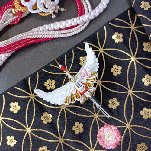 七五三 鶴刺繍 少なかれ 羽二重着物 売買されたオークション情報 落札  