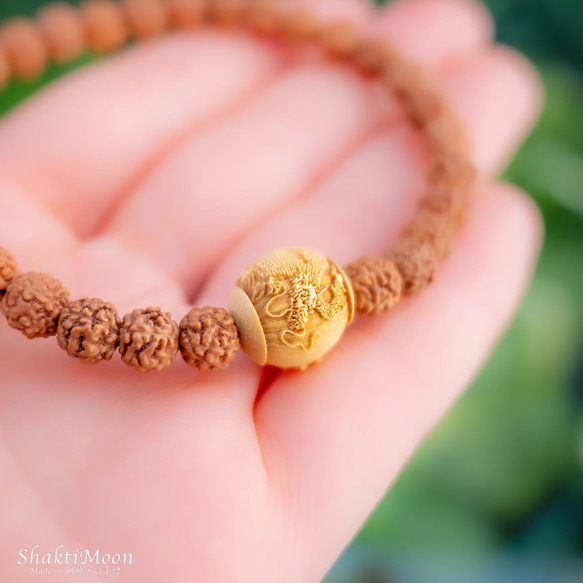 【宝珠 皇帝龍 守護本尊 龍彫 最強の運気アップのお守り！ 中12mm ひと粒神様ブレスレット】レア・希少！5mm・6m 4枚目の画像