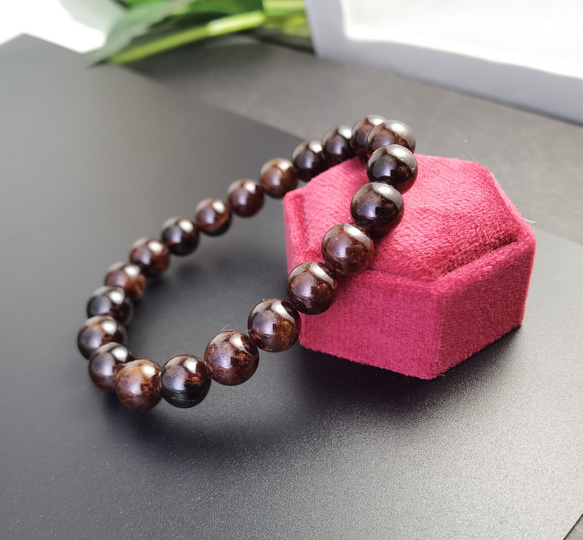 天然石 AB級ガーネット 9㎜ 　ブレスレット　 3枚目の画像